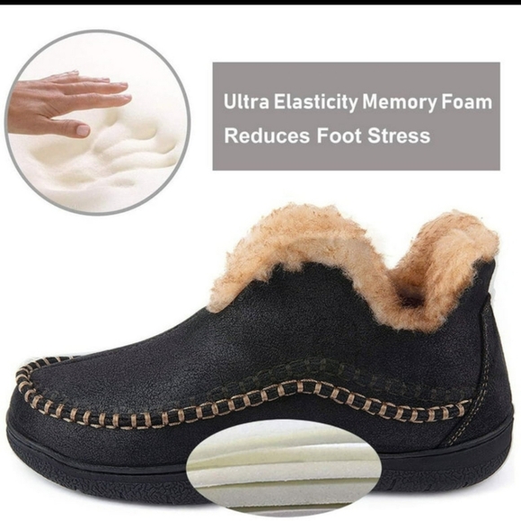 New. sz 9 RockDove Men's Moccasin Bootie memory foam insole/faux fur - Picture 1 of 8